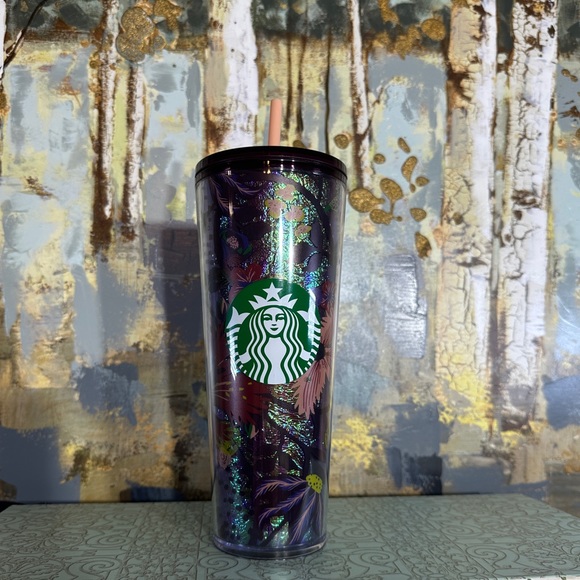 Starbucks Burgundy Floral Fall Foiled Cold Cup Tumbler - Picture 3 of 5